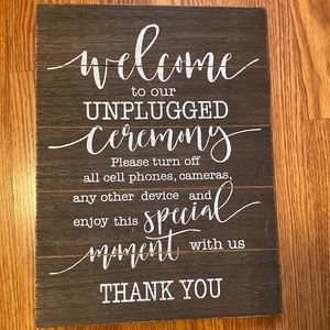 Unplugged ceremony sign for wedding